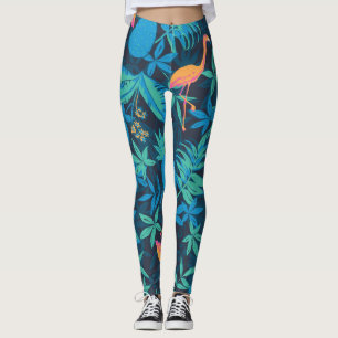 Artistic Tropical: Flamingo Pineapple Pattern. Leggings