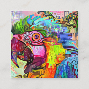 Artistic Tropical Wild Parrot Portrait Template S Square Business Card
