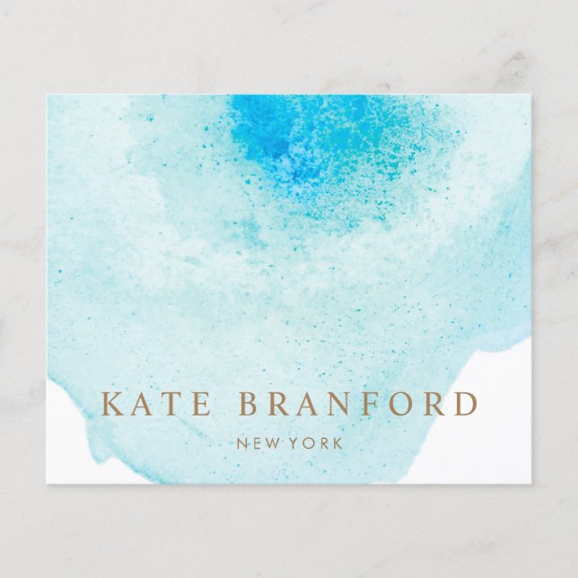 Artistic Turquoise Blue Abstract Watercolor Flyer (Front)