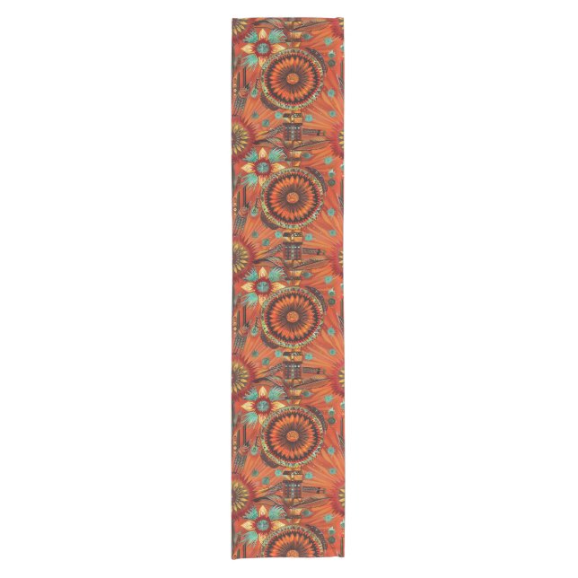 Artistic Turquoise "Intricate Echoes" Table Runner (Front)