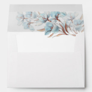 Artistic Turquoise Rose Gold Flowers Wedding Envelope