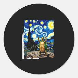 Artistic Turtle Shirt  Starry Night Turtle (1) Classic Round Sticker