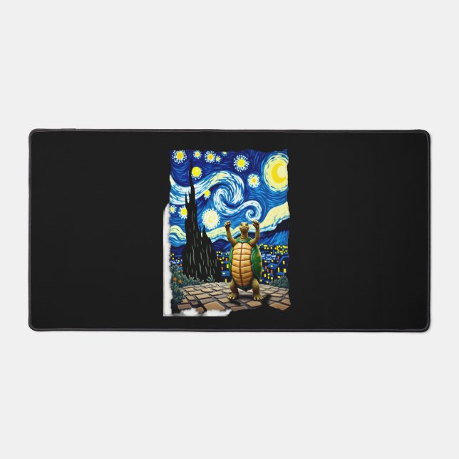 Artistic Turtle Shirt  Starry Night Turtle (1) Desk Mat (Front)
