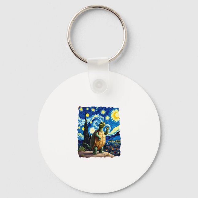 Artistic Turtle Shirt  Starry Night Turtle (1) Keychain (Front)