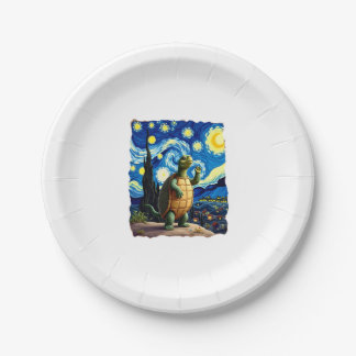 Artistic Turtle Shirt  Starry Night Turtle (1) Paper Plate