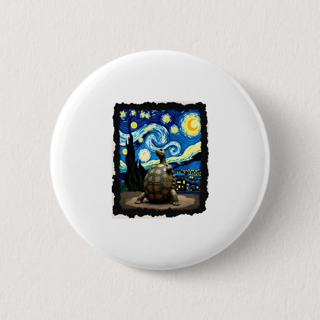 Artistic Turtle Shirt  Starry Night Turtle (2) 2 Inch Round Button (Front)