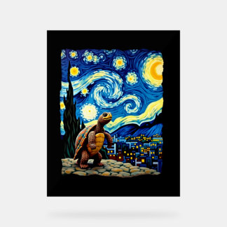 Artistic Turtle Shirt  Starry Night Turtle (2) Acrylic Sign