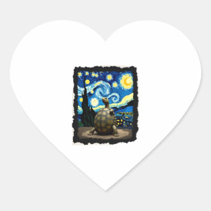 Artistic Turtle Shirt  Starry Night Turtle (2) Heart Sticker