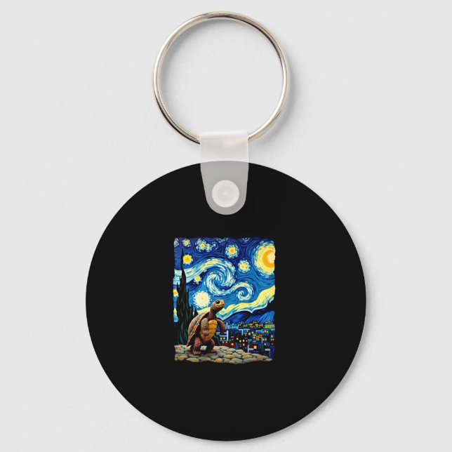 Artistic Turtle Shirt  Starry Night Turtle (2) Keychain (Front)
