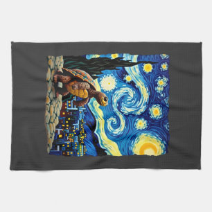 Artistic Turtle Shirt Starry Night Turtle (2) Kitchen Towel