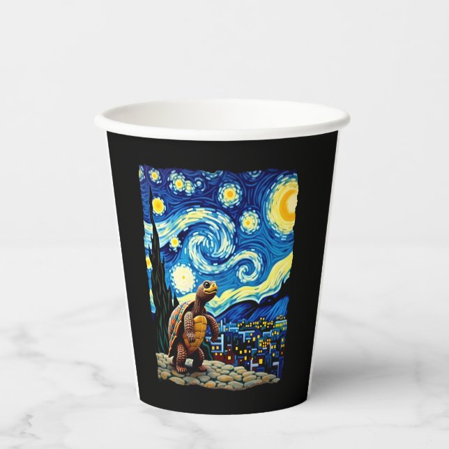 Artistic Turtle Shirt  Starry Night Turtle (2) Paper Cups (Front)