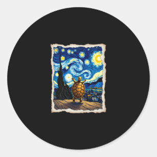 Artistic Turtle Shirt  Starry Night Turtle (3) Classic Round Sticker