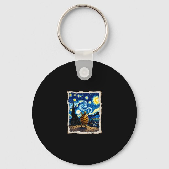 Artistic Turtle Shirt  Starry Night Turtle (3) Keychain (Front)