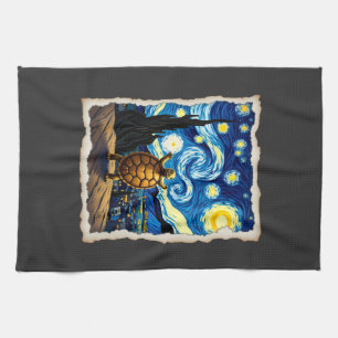 Artistic Turtle Shirt Starry Night Turtle (3) Kitchen Towel