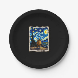 Artistic Turtle Shirt  Starry Night Turtle (3) Paper Plate