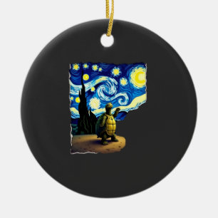 Artistic Turtle Shirt  Starry Night Turtle (4) Ceramic Ornament