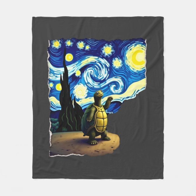 Artistic Turtle Shirt  Starry Night Turtle (4) Fleece Blanket (Front)