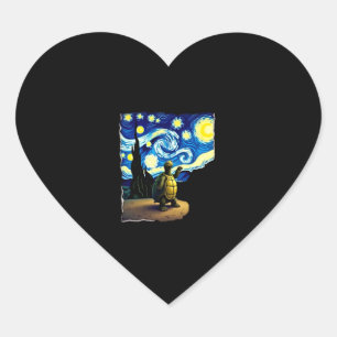 Artistic Turtle Shirt  Starry Night Turtle (4) Heart Sticker