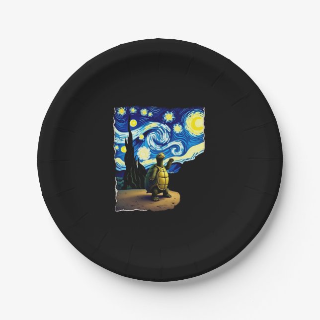 Artistic Turtle Shirt  Starry Night Turtle (4) Paper Plate (Front)