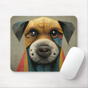 Artistic unique wooden dog Cute puppy Mouse Pad