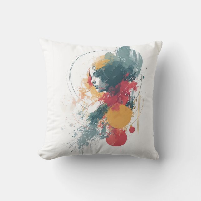 Artistic Unisex T-Shirt - Vibrant Abstract Design  Throw Pillow (Front)