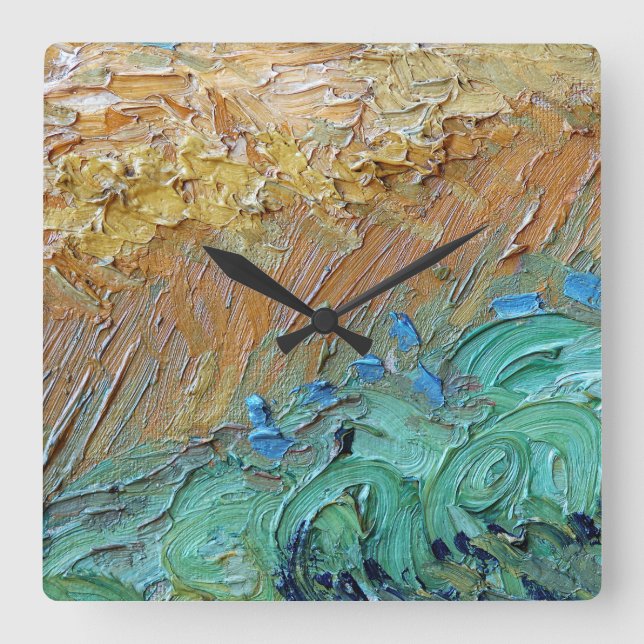 Artistic VanGogh Blue Yellow Paint Strokes  Square Wall Clock (Front)