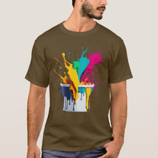 Artistic Vibrance EyeCatching Paint Bucket Illustr T-Shirt
