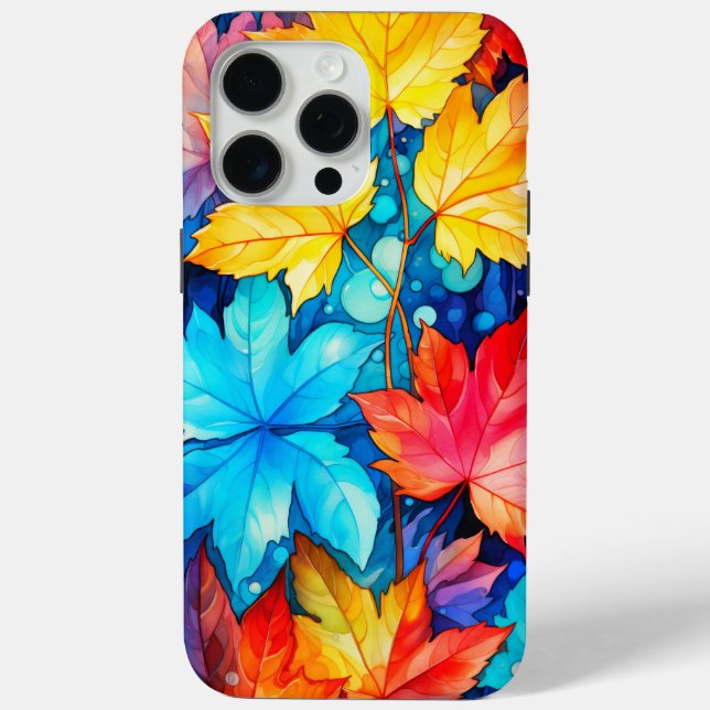 Artistic Vibrant Fallen Autumn Leaves Illustration Case-Mate iPhone Case (Back)