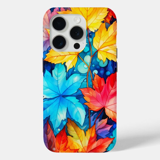Artistic Vibrant Fallen Autumn Leaves Illustration Case-Mate iPhone Case (Back)