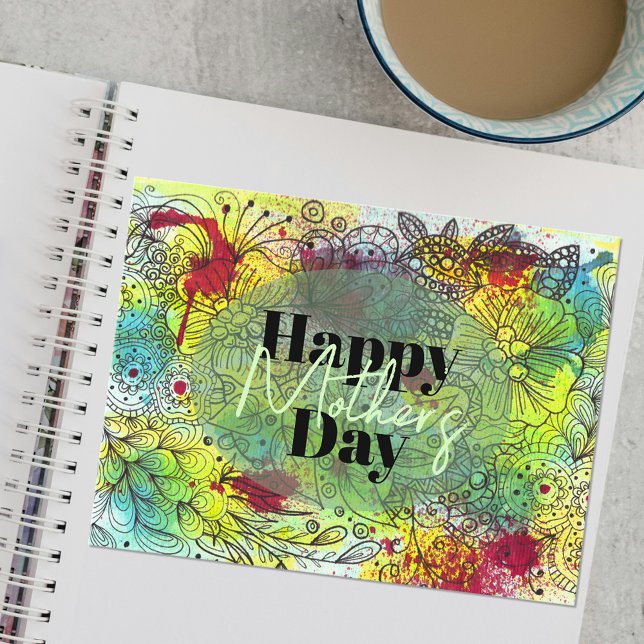 Artistic Vibrant Watercolor and Ink Mother's Day Postcard (Creator Uploaded)