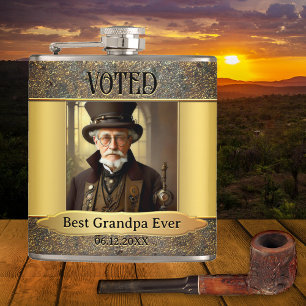 Artistic Vintage Design Photo Grandpa Hip Flask
