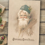Artistic Vintage Father Christmas Portrait Tissue Paper<br><div class="desc">Beautifully rendered vintage portrait of old world Father Christmas in gold robes and green cap with holly embellishment on gold artisan background.</div>