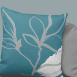 Artistic Watercolor Botanical Leaves | Turquoise Throw Pillow<br><div class="desc">Modern throw pillow features a simple artistic watercolor botanical design in a turquoise and grey colour palette. This artistic composition is constructed from a simple illustration of organic leaves with a minimalist watercolor Memphis style design element in the lower right hand corner; a stylish botanical design. The grey design elements...</div>