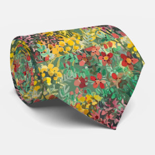 Artistic Watercolor Flower Garden Tie