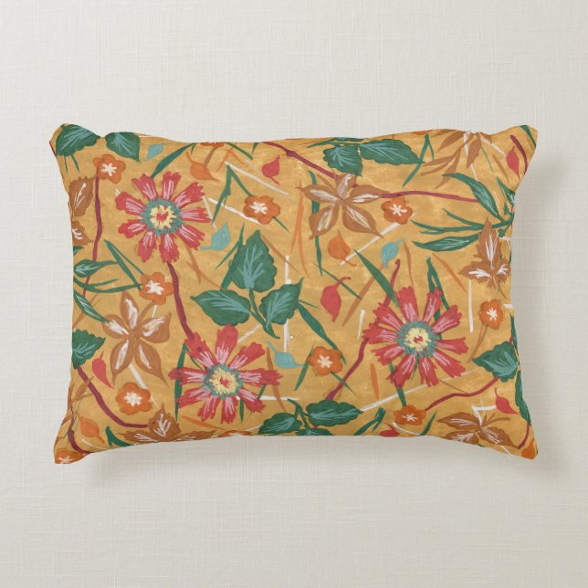 Artistic Watercolor Flowers: Colourful Background. Accent Pillow (Front)