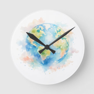 Artistic Watercolor Globe Wall Clock