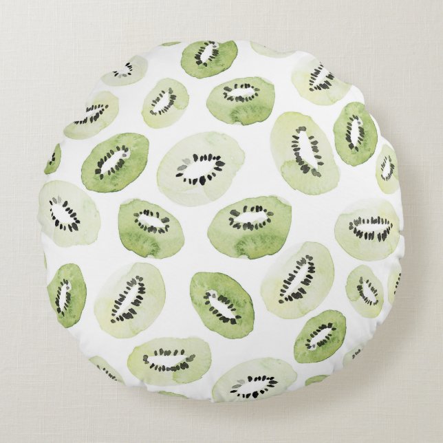 Artistic Watercolor: Hand-Drawn Seamless Design Round Pillow (Front)