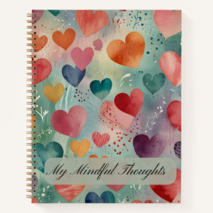 Artistic Watercolor Hearts Pattern  Notebook