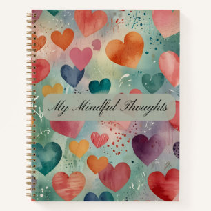 Artistic Watercolor Hearts Pattern  Notebook