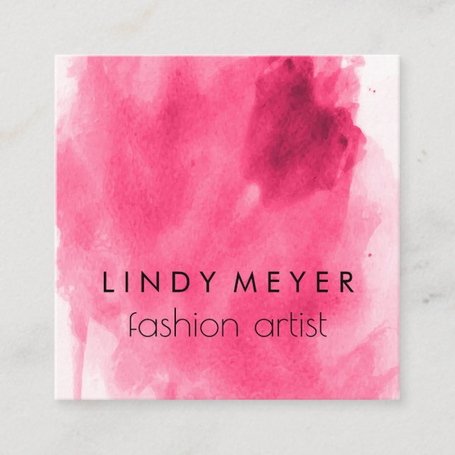 Artistic Watercolor Paint Square Business Card (Front)