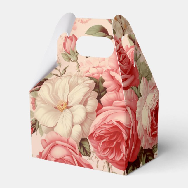 Artistic Watercolor Pink Roses  Favor Box (Front Side)