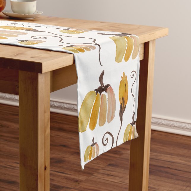Artistic Watercolor Pumpkins Long Table Runner (In Situ)