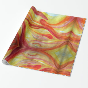 Artistic Watercolor red Yellow Wrapping Paper