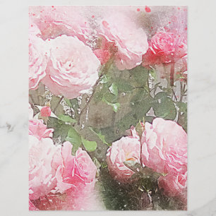 Artistic Watercolor Roses Scrapbooking Craft Paper