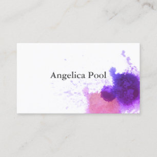  artistic watercolor splash purple design  business card
