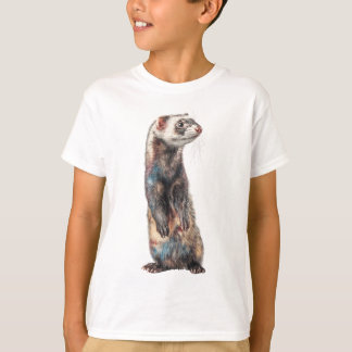 Artistic Watercolor Standing Ferret Kids T-Shirt