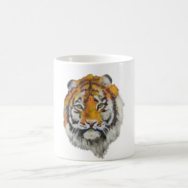 Artistic Watercolor Tiger Coffee Mug (Center)