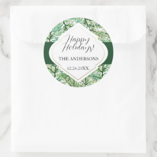 Artistic Watercolor Tree Personalized Classic Round Sticker