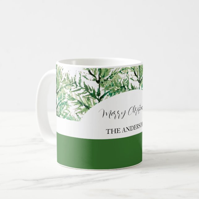 Artistic Watercolor Tree Personalized Coffee Mug (Front Left)