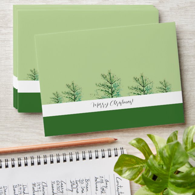 Artistic Watercolor Tree Personalized Envelope (Stacked)